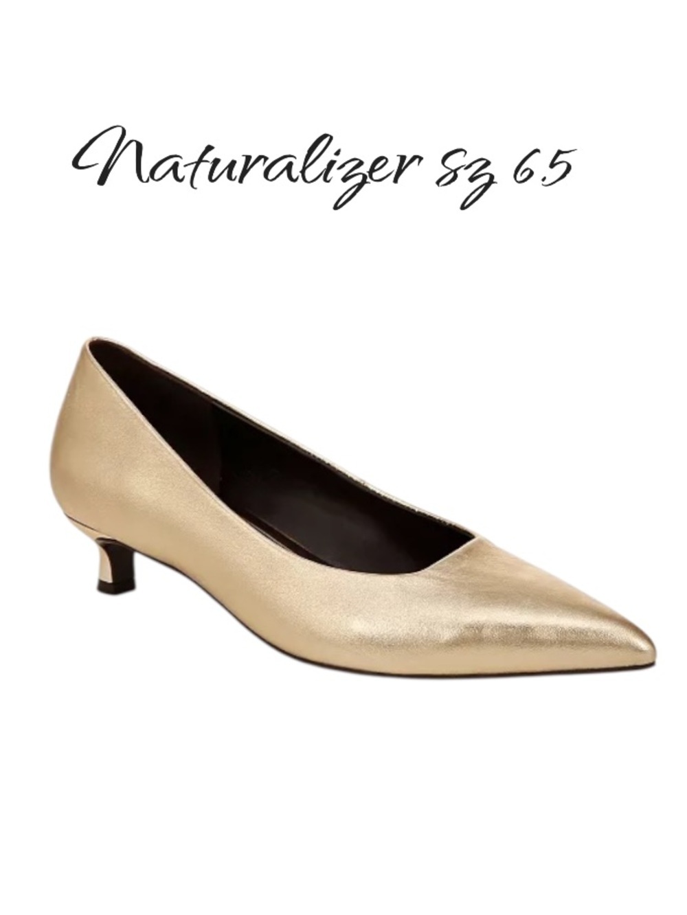 Naturalizer Natalia Dark Gold Leather Kitten Heel Pointed Toe Pumps 6.5 New